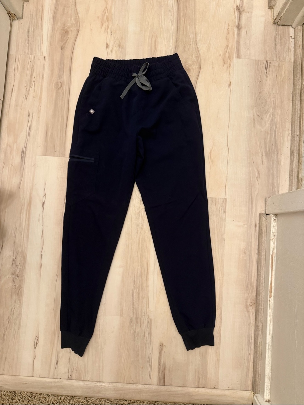 Women’s High-Waisted Navy Blue Jogger Pants with Drawstring